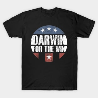 Darwin for the Win Sarcastic Darwin Awards US flag retro T-Shirt